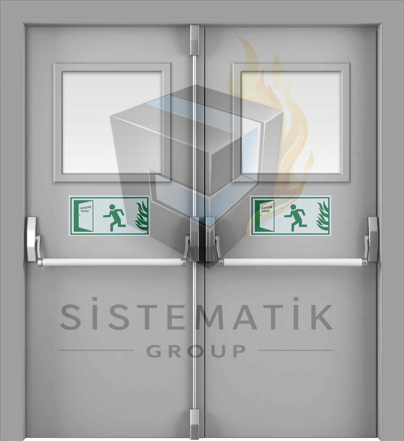 YANGIN KAPISI ÇİFT KANAT CAMLI YANGIN KAPISI ÇİFT KANAT CAMLI